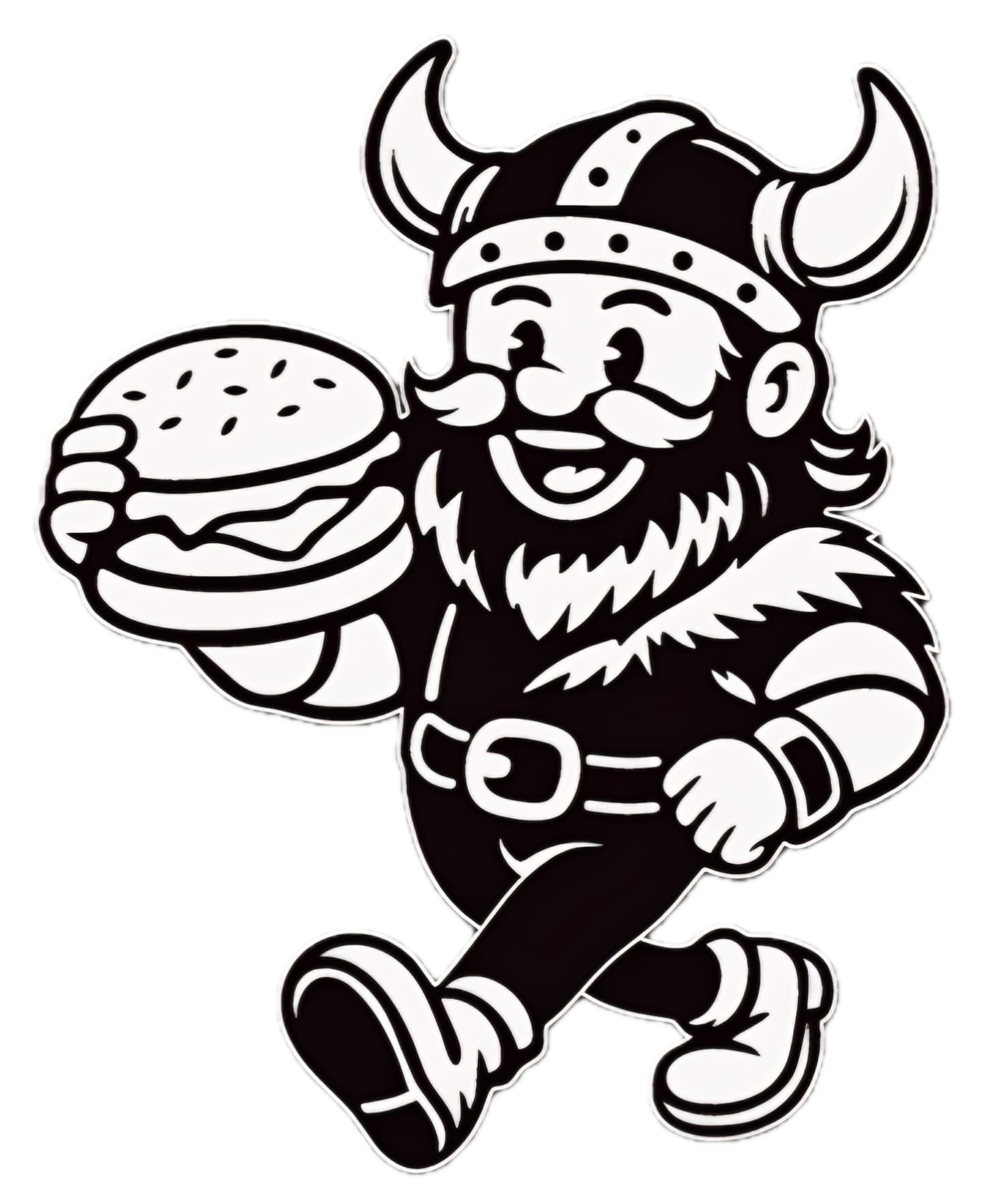 8SJ Catering mascot carrying a burger